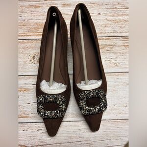 Elegant Brown Embellished Women's Shoes